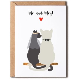 Cat Wedding Card - Mr And Mrs Card