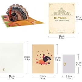Turkey Pop Up Greeting Card with Blank Note & Envelope
