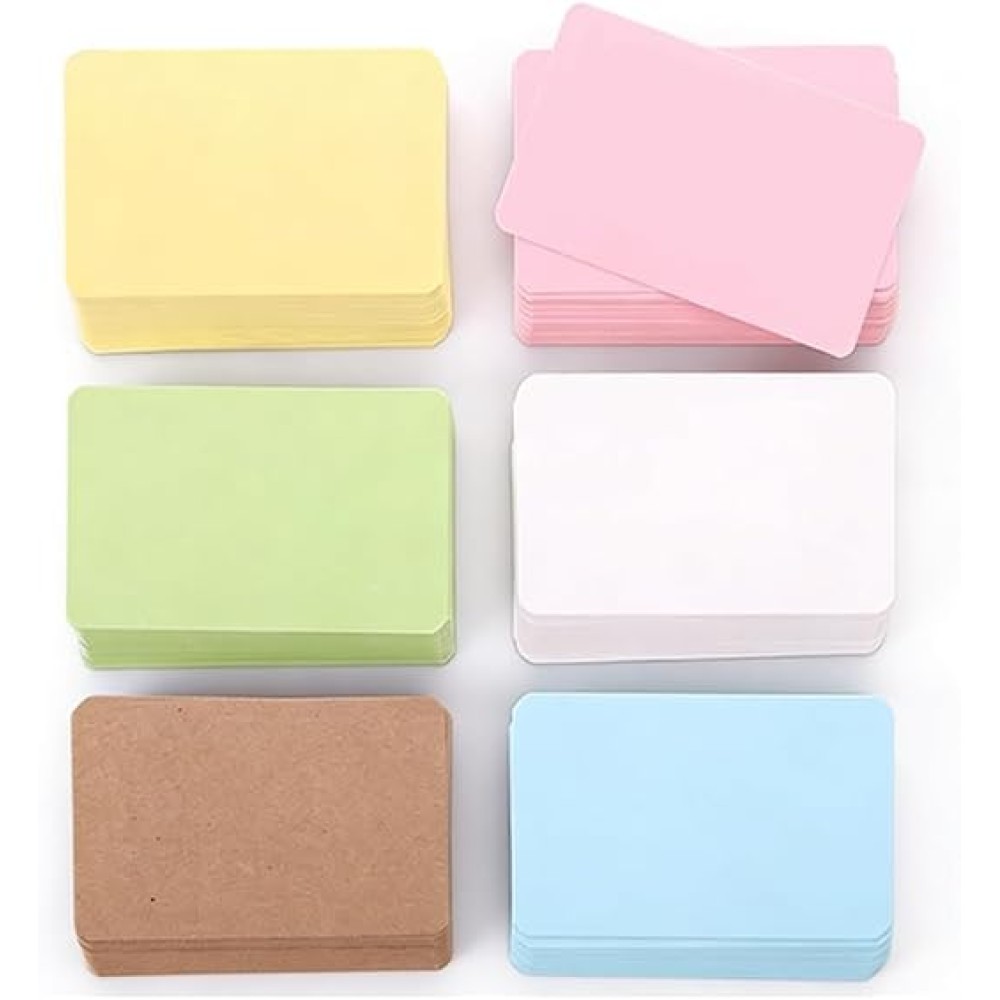 Pack of 120 Blank Index Cards Colourful Kraft Paper Cards Set in 6 Colours