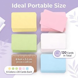 Pack of 120 Blank Index Cards Colourful Kraft Paper Cards Set in 6 Colours