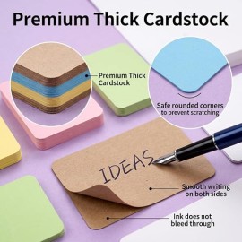 Pack of 120 Blank Index Cards Colourful Kraft Paper Cards Set in 6 Colours